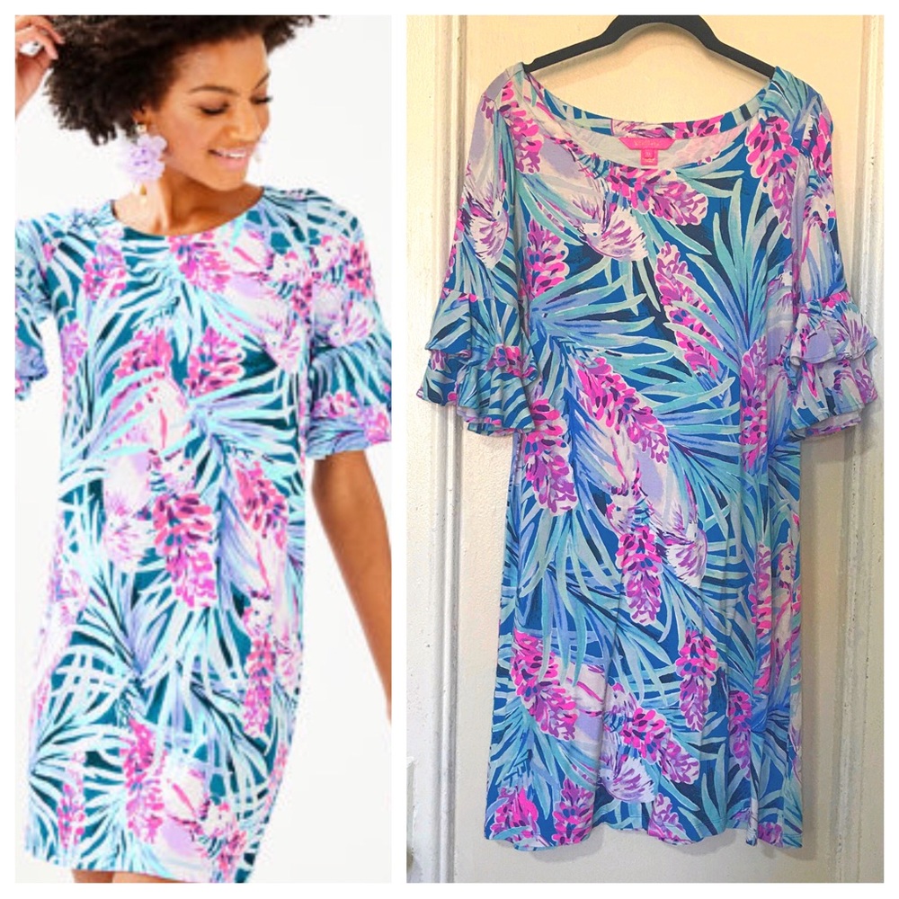 Lilly Pulitzer Mr Peacock Blue Tweethearts Lula Dress